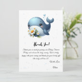 かわいいクジラとデイジーのベビーシャワー感謝カード 招待状 (スタンド正面)