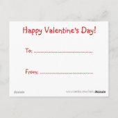 かわいいクジラとハートスプレー子供のバレンタインカード ポストカード (裏面)