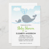 かわいいクジラとベビークジラ、ベビーシャワー招待状 招待状 (正面/裏面)