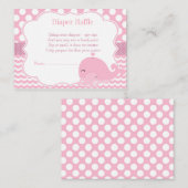 かわいいクジラとベビーピンクガールベビーおむつラッフル エンクロージャーカード (正面/裏面)