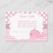かわいいクジラとベビーピンクガールベビーおむつラッフル エンクロージャーカード (正面)