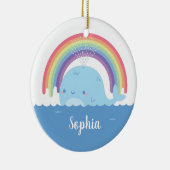 かわいいクジラとレインボーカラフル、 セラミックオーナメント (右)