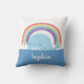 かわいいクジラとレインボー、キッズベッドルームデコール クッション (裏面)
