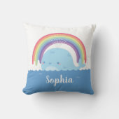 かわいいクジラとレインボー、キッズベッドルームデコール クッション (正面)