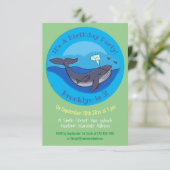 かわいいクジラと子クジラのイラスト 招待状 (スタンド正面)