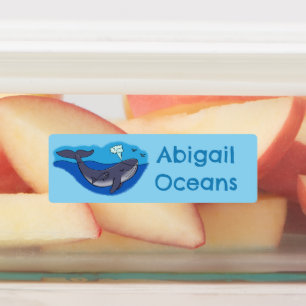 かわいいクジラと子牛お洒落の漫画パーソナライズされた ラベル