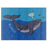 かわいいクジラと子牛のお洒落漫画 カッティングボード (正面)