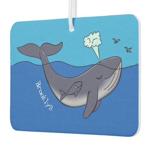 かわいいクジラと子牛のお洒落漫画 カーエアーフレッシュナー (左)