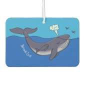 かわいいクジラと子牛のお洒落漫画 カーエアーフレッシュナー (正面)