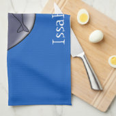 かわいいクジラと子牛のお洒落漫画 キッチンタオル (四つ折り)