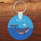かわいいクジラと子牛のお洒落漫画 キーホルダー (正面)
