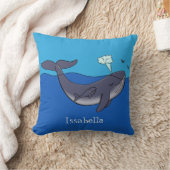 かわいいクジラと子牛のお洒落漫画 クッション (ブランケット)