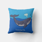 かわいいクジラと子牛のお洒落漫画 クッション (裏面)