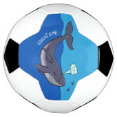 かわいいクジラと子牛のお洒落漫画 サッカーボール (回転)