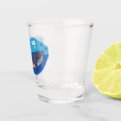 かわいいクジラと子牛のお洒落漫画 ショットグラス (右)