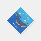 かわいいクジラと子牛のお洒落漫画 スタンダードカクテルナプキン (角)