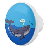 かわいいクジラと子牛のお洒落漫画 セラミックノブ (右)