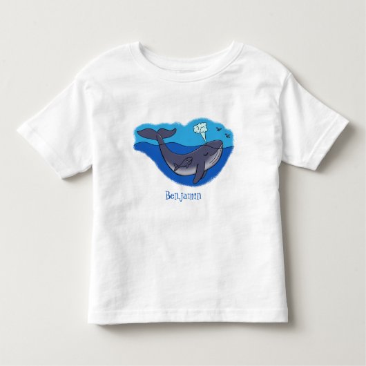 かわいいクジラと子牛のお洒落漫画 トドラーTシャツ (正面)