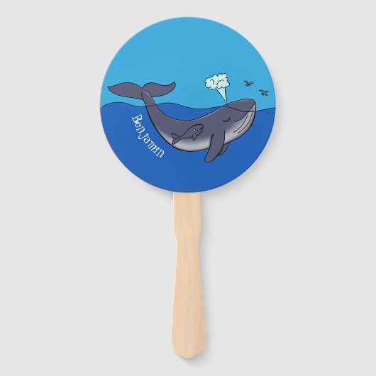 かわいいクジラと子牛のお洒落漫画 ハンドファン (正面)