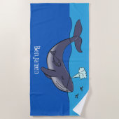 かわいいクジラと子牛のお洒落漫画 ビーチタオル (正面)