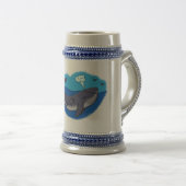 かわいいクジラと子牛のお洒落漫画 ビールジョッキ (正面右)