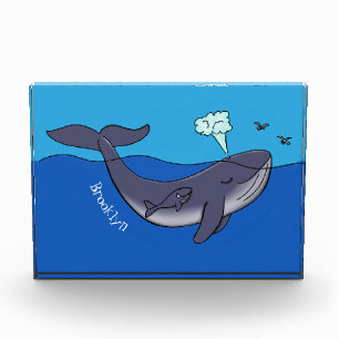 かわいいクジラと子牛のお洒落漫画 フォトブロック