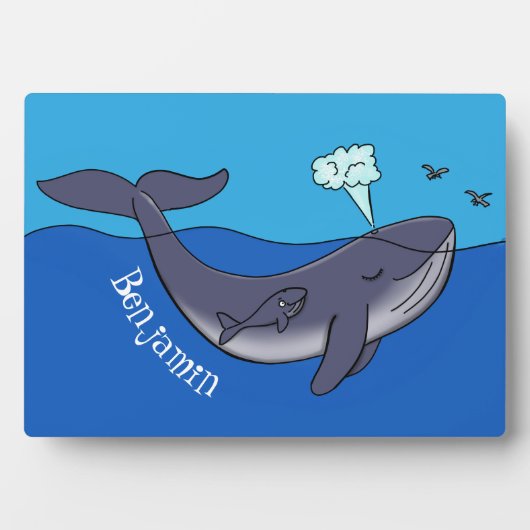 かわいいクジラと子牛のお洒落漫画 フォトプラーク (正面)