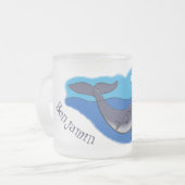 かわいいクジラと子牛のお洒落漫画 フロストグラスマグカップ (正面左)