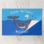 かわいいクジラと子牛のお洒落漫画 ペーパーパッド (折り畳み)