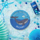 かわいいクジラと子牛のお洒落漫画 ペーパープレート (パーティー)