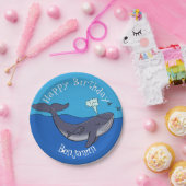 かわいいクジラと子牛のお洒落漫画 ペーパープレート (パーティー)