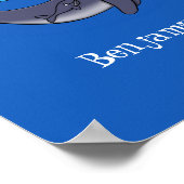 かわいいクジラと子牛のお洒落漫画 ポスター (角)