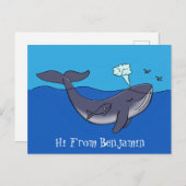 かわいいクジラと子牛のお洒落漫画 ポストカード (正面/裏面)