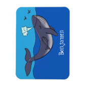 かわいいクジラと子牛のお洒落漫画 マグネット (縦)