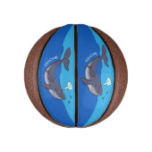 かわいいクジラと子牛のお洒落漫画 ミニバスケットボール (縦)