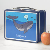 かわいいクジラと子牛のお洒落漫画 メタルランチボックス (インサイチュ)