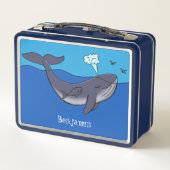 かわいいクジラと子牛のお洒落漫画 メタルランチボックス (裏面)