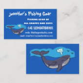 かわいいクジラと子牛のお洒落漫画 名刺 (正面/裏面)