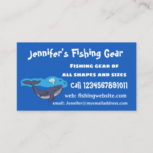 かわいいクジラと子牛のお洒落漫画 名刺 (正面)