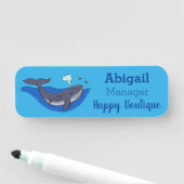 かわいいクジラと子牛のお洒落漫画 名札 (インサイチュ)