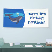 かわいいクジラと子牛のお洒落漫画 横断幕 (トレードショー)