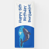 かわいいクジラと子牛のお洒落漫画 横断幕 (縦)