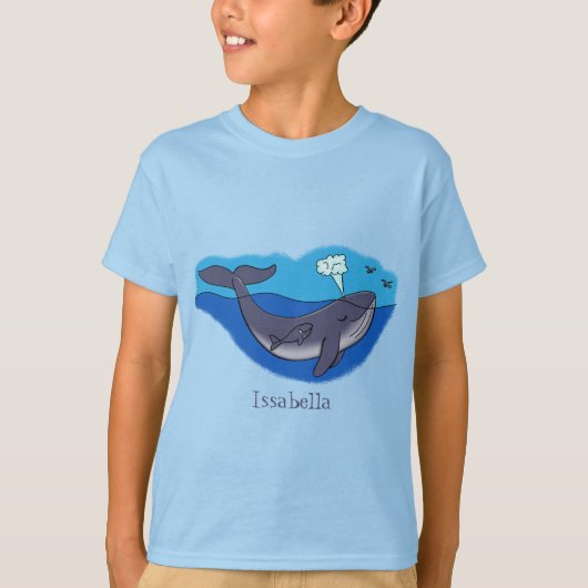 かわいいクジラと子牛のお洒落漫画 Tシャツ (正面)