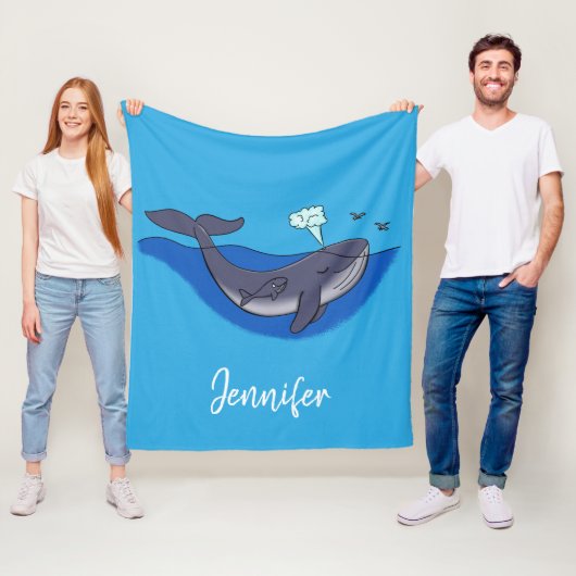 かわいいクジラと子牛の毛布 フリースブランケット (インサイチュ)