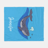 かわいいクジラと子牛の毛布 フリースブランケット (正面(横))