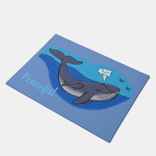 かわいいクジラと子牛の漫画の書式 ドアマット (アングル)