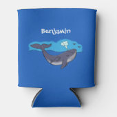 かわいいクジラと子牛の漫画 缶クーラー (正面)