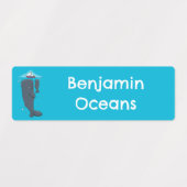 かわいいクジラと帆船の漫画パーソナライズされた ラベル (デザイン2)