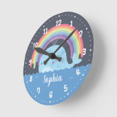かわいいクジラと虹、子供部屋の装飾 ラウンド壁時計 (傾斜)