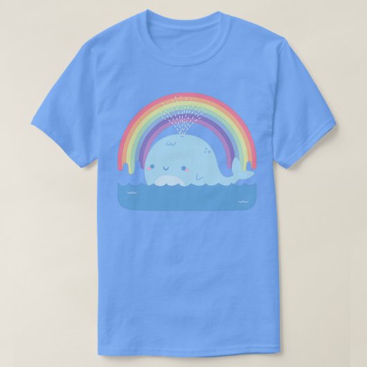 かわいいクジラと虹 Tシャツ (デザイン正面)